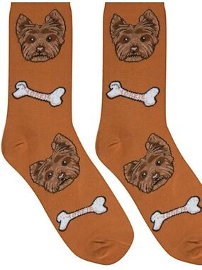 crazy socks, Yorkshire Cute Dog Patterned Brown Socks